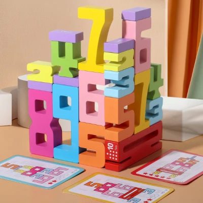 Cuburi din lemn cu numere Montessori (20 piese) | NUMBLOCK