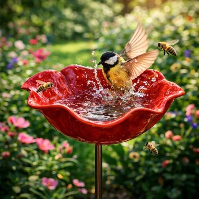 Adăpătoare decorativă pentru păsări în formă de floare  | METALLEAF